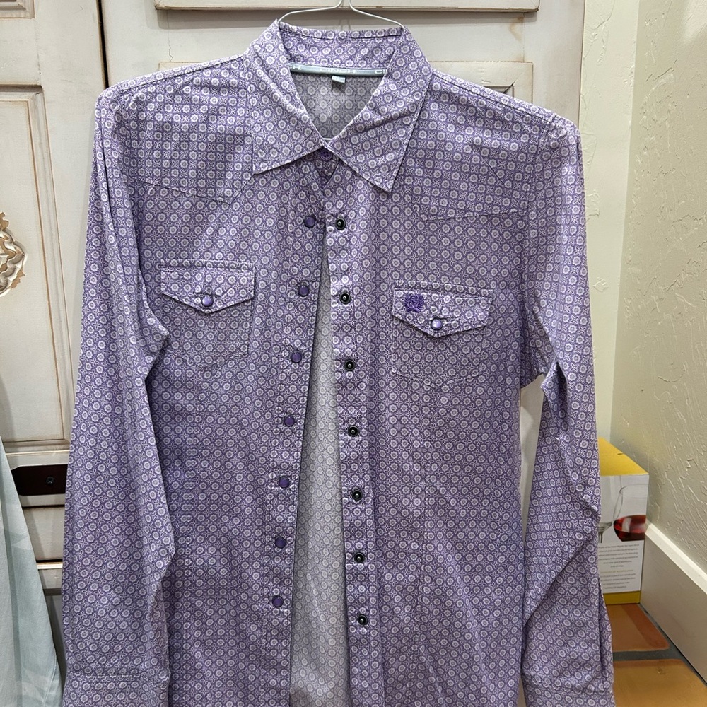 Cinch Purple Patterned Women's Button Down Shirt
